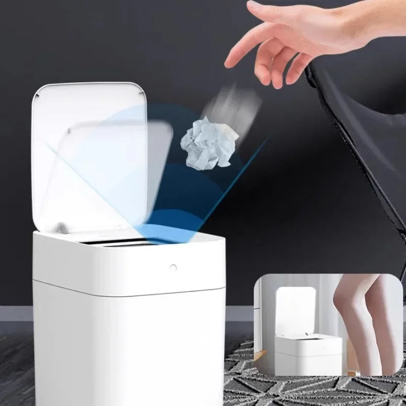 Plastic Smart Trash Can Rest Room Living Room Automatic Induction Waste Bins Automatic Packing Rechargeable Household Clean Part