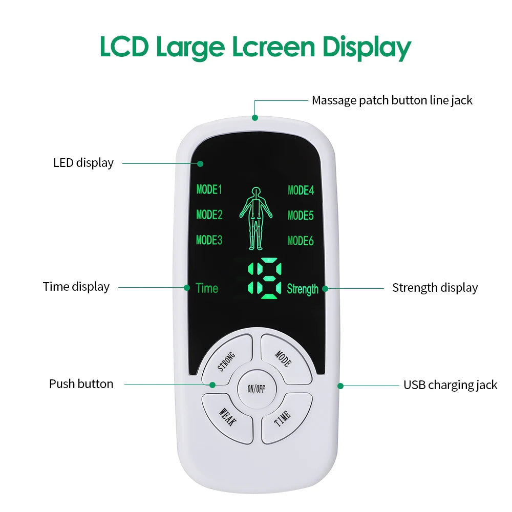 Electric Muscle Stimulator 6 Modes Mini Cervical Spine Massager Meridian Body Massage Device for Pain Relief Electroestimulador