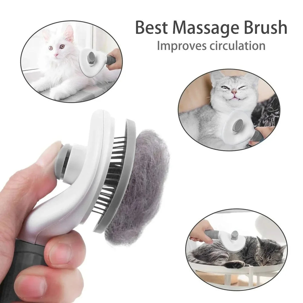 Self-Cleaning Pet Grooming Slicker Brush One-Click Hair Remover Comb Household Fur Cleaning Care For All Breeds Dogs Cats Pet
