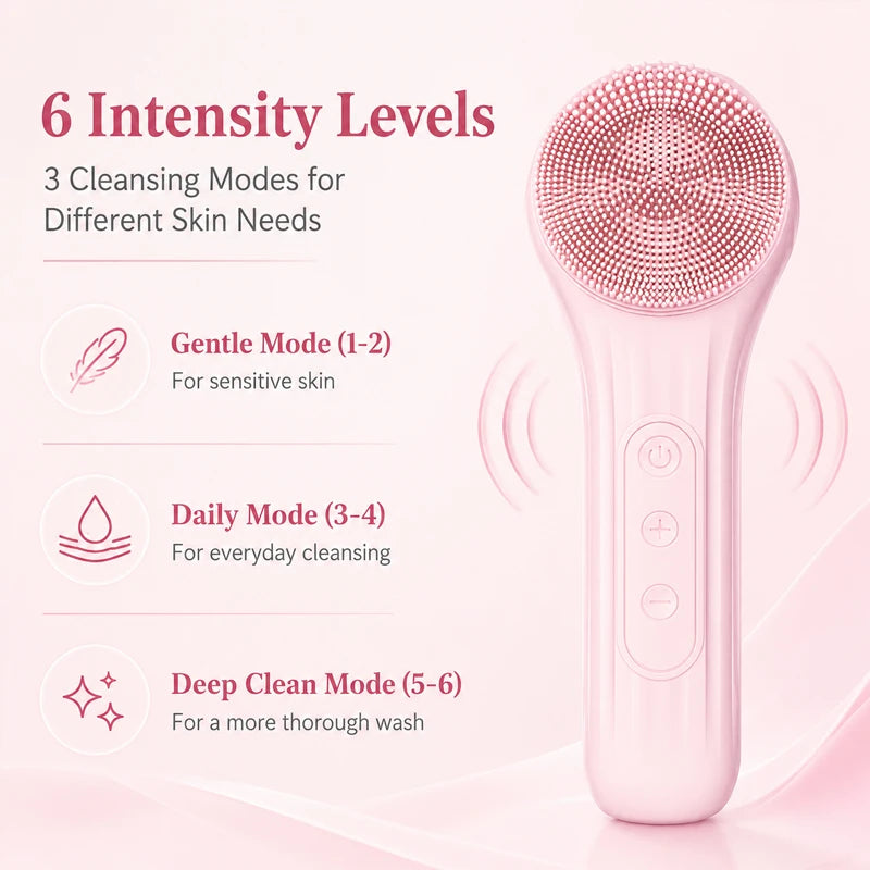 Sonic Waterproof Silicone Facial Cleansing Brush Rechargeable Vibrating Exfoliating Deep Clean Face Cleanser