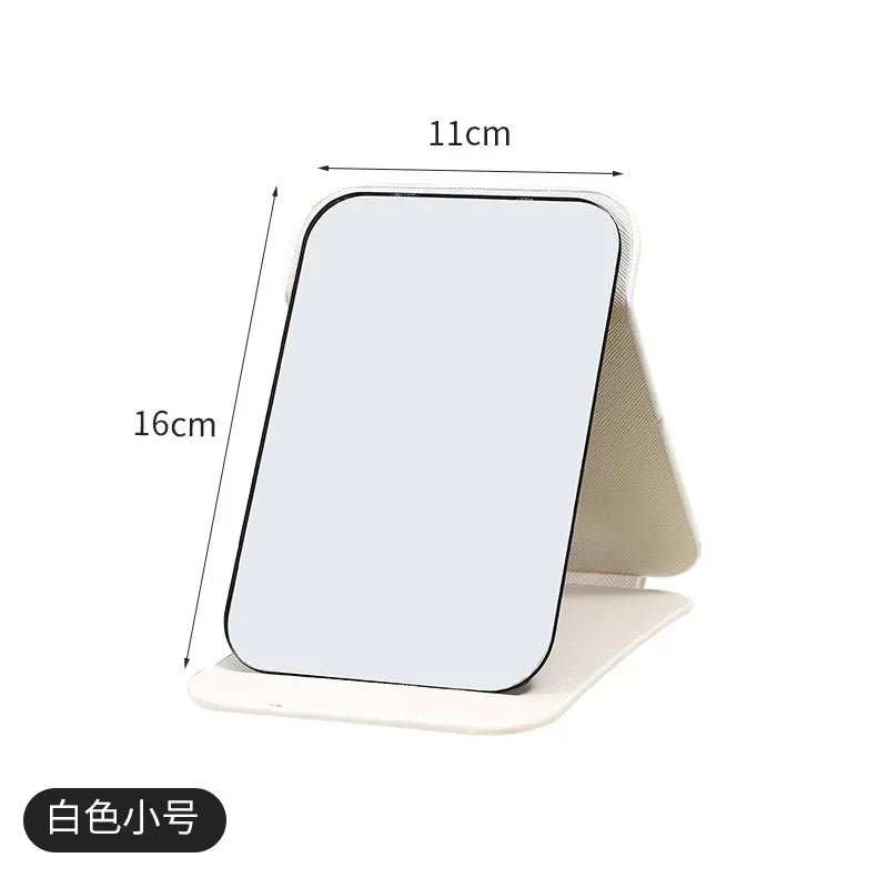 Standing Makeup Mirror Folding Makeup Mirror High-quality Portable Desktop Makeup Mirror Single-side Creative Women Solid Color
