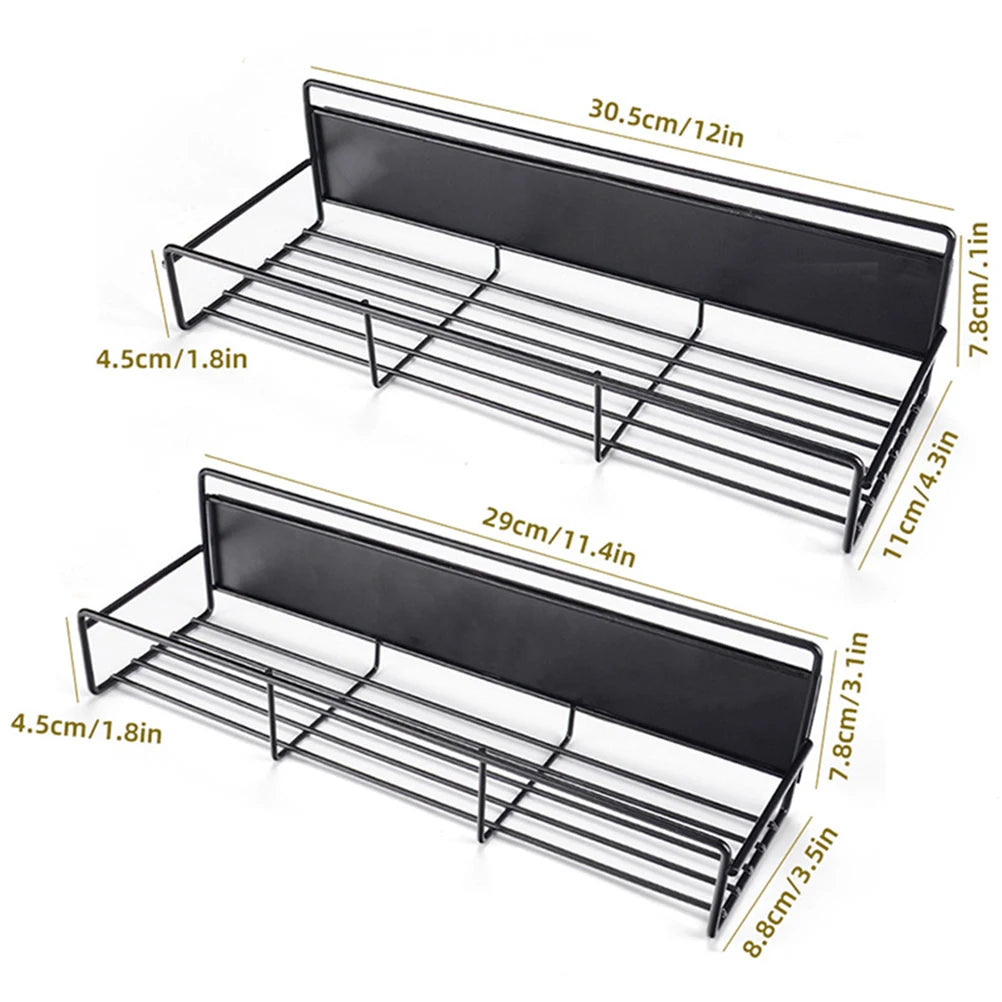Magnetic Spice Rack For Refrigerator Magnetic Shelf 2PCS Spice Racks Organizer For Cabinet Hanging Spice Rack Wall Mount Kitchen