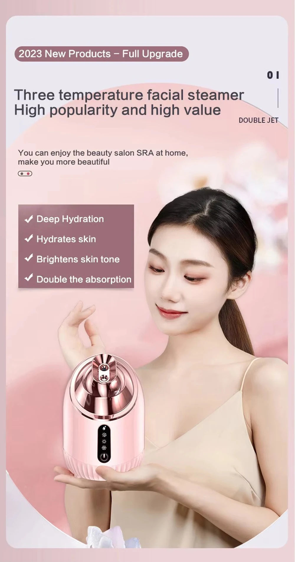 Face Steamer Nano Mist Sprayer Facial Steamer Cold & Hot Nebulizer Facial Sauna Humidifier For Pores Cleansing Moisturizing SPA