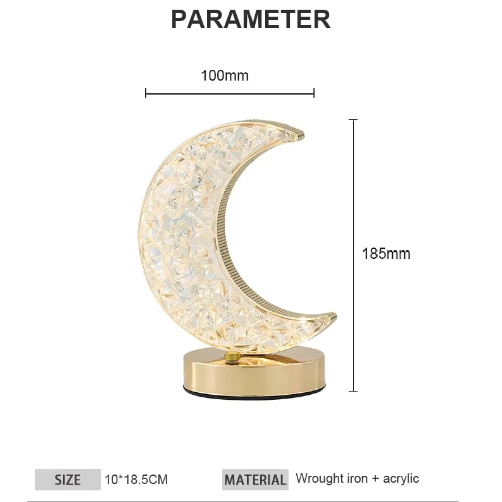 Lunar LED Night Light, Dimmable Bedroom Lamp, USB Powered Ambient Lighting for Desk, Camping, Gift, 3 Color Changing Mood Lamp