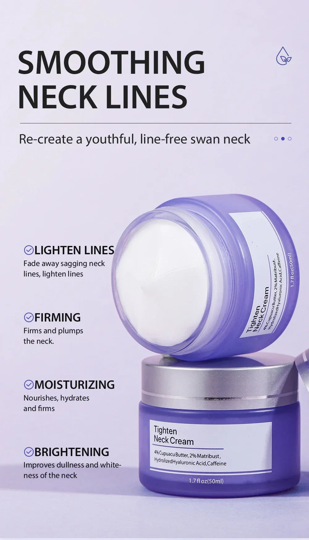Neck Lift Tighten Cream Lightens Fine Lines Brightens Firms Nourishes Neck Cream Lightening Smoothing Moisturizer Neck Cream
