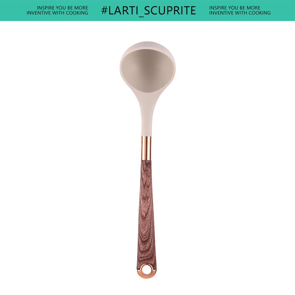 1 Pack Kitchen Silicone Cooking Utensils Heat Resistant tools Kitchenware Accessories Spatula Turner Soup Spoon Pasta Colander