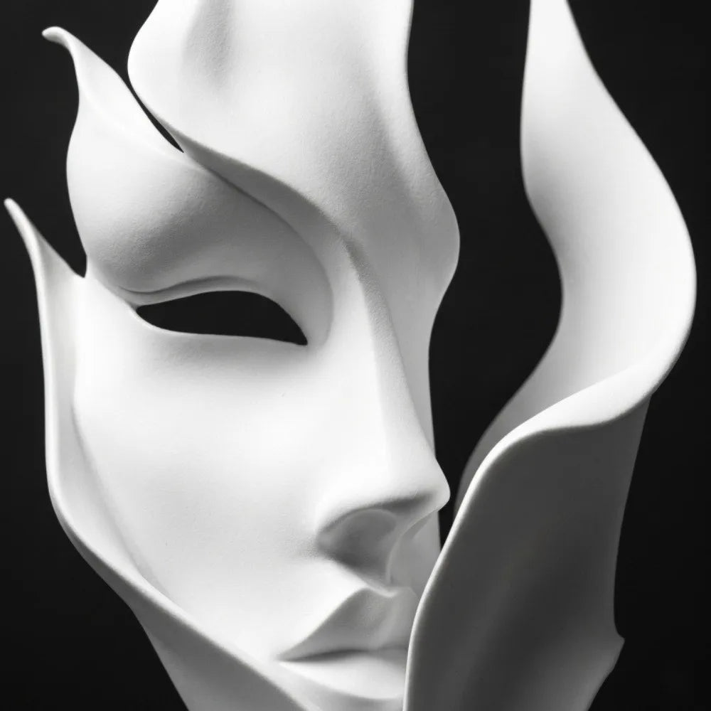 Decorative Artistic Sense Half Face Sculpture Statue 3D Printed Home Decoration Figurine Facial Ornaments Home