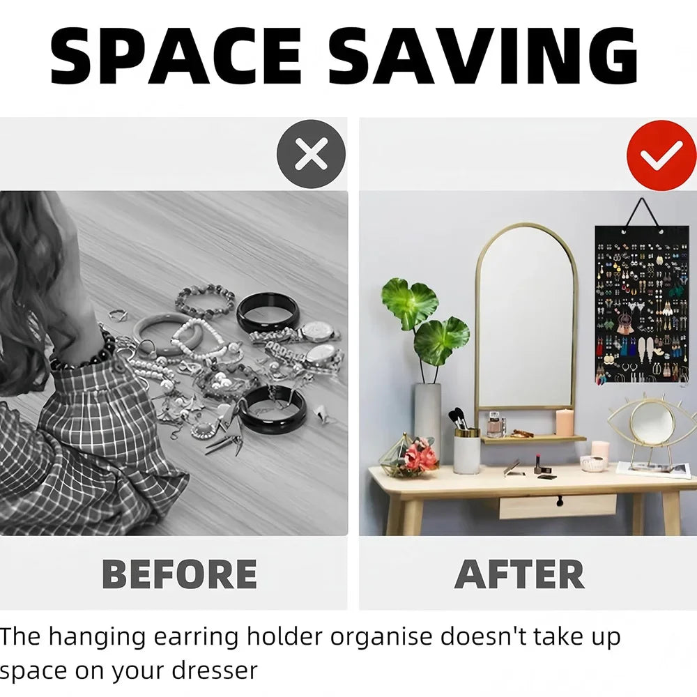 Jewelry Holder Organizer  Earring Necklace Jewelry Organizer Brooch Pin Display Board Jewelry hanging storage bag wall mounted
