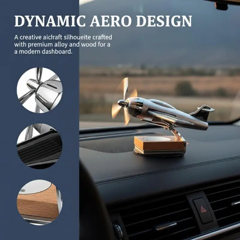 Essential Oil Diffuser With Solar Airplane Wooden Base Car Air Freshener Aromatherapy Long Lasting Fragrance Decorative Interior