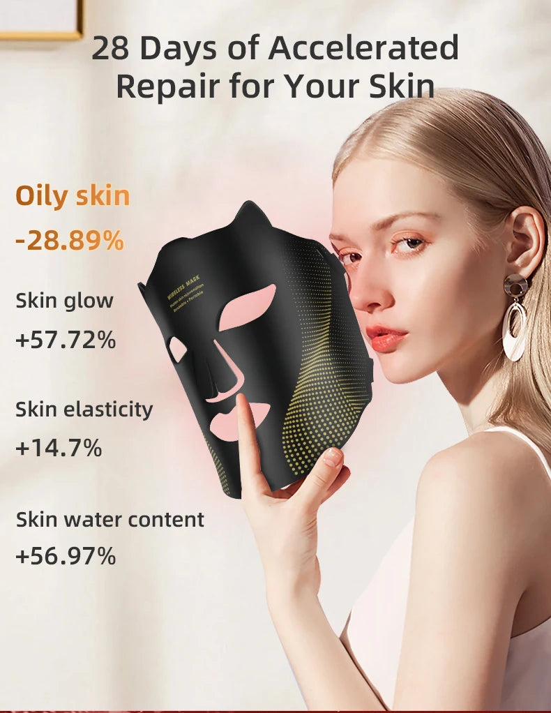 Photon Reuvenation Mask 240 Lamp Beads Silicone Material 7 Colors Led Face Mask Photon Skin Wirlessly Adjustment Beauty