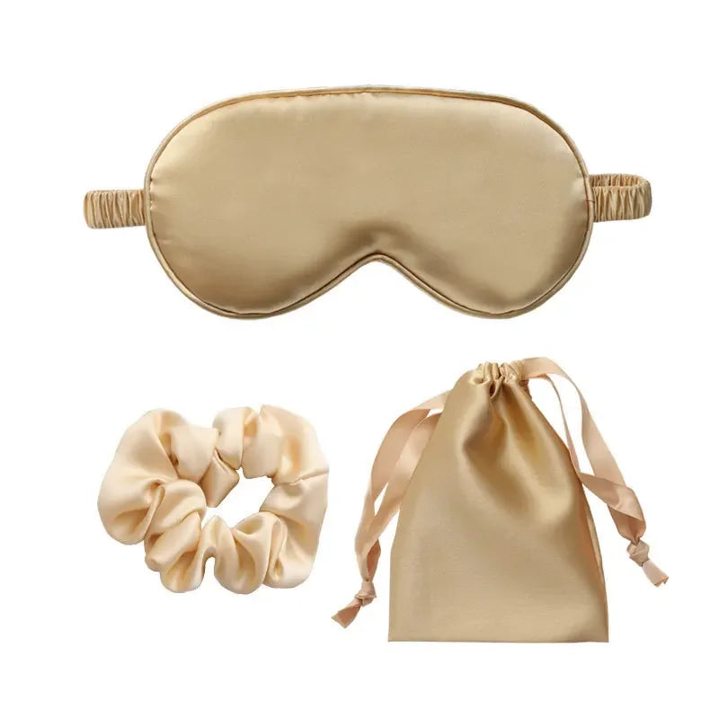 Silk-like sleeping eye mask with storage bag and scrunchie, soft cooling eye mask for face