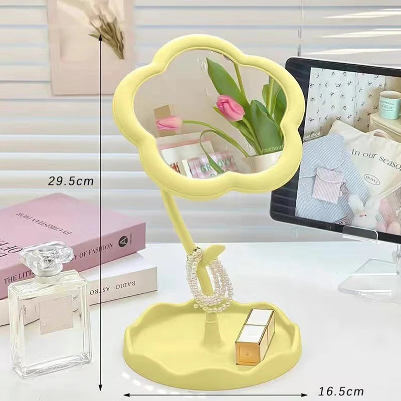 Flower Mirror Makeup Mirror Desktop Mirror Student Dormitory Desktop Makeup Mirror Special-shaped Dresser Makeup Mirror Girls