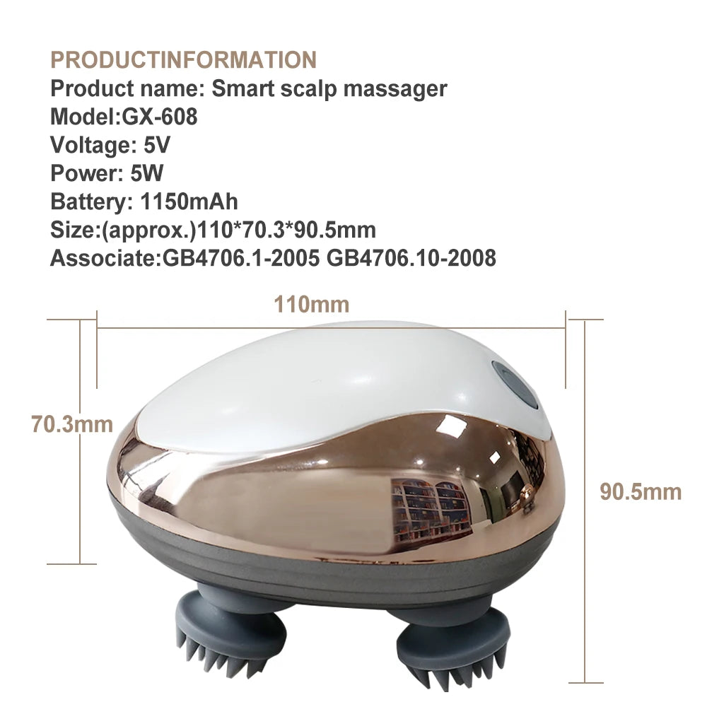 Head Massager Electric Scalp Vibration Kneading Device Muscles Massage Stimulate Blood Circulation and Banish Weariness Relax