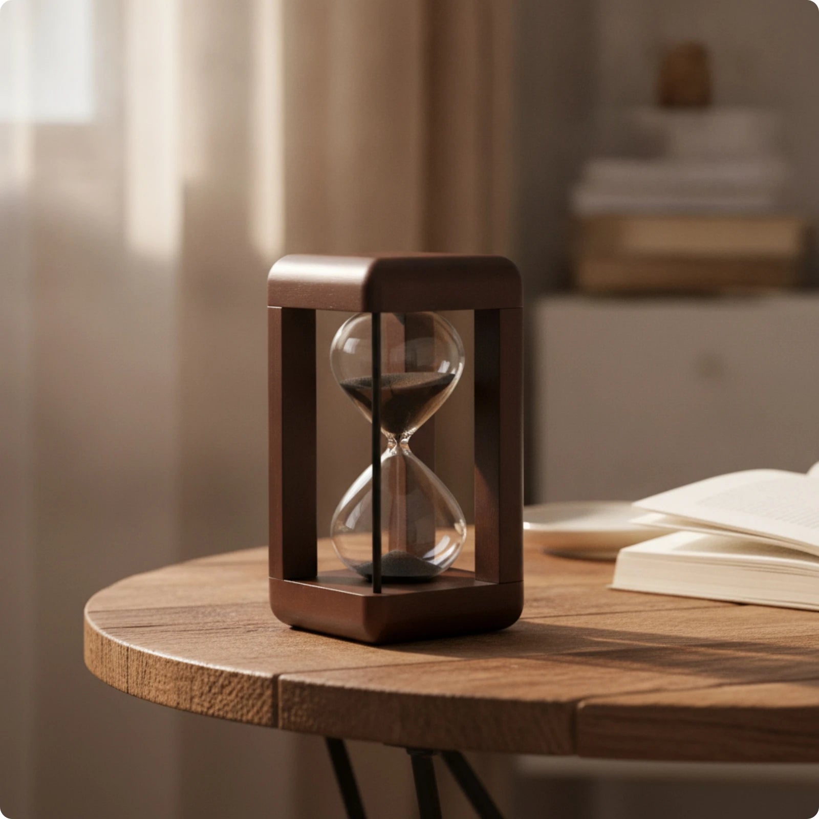 Hourglass with Wooden Frame Decorative Hourglass Timer Sand Glass Classy Large for Desk, Office