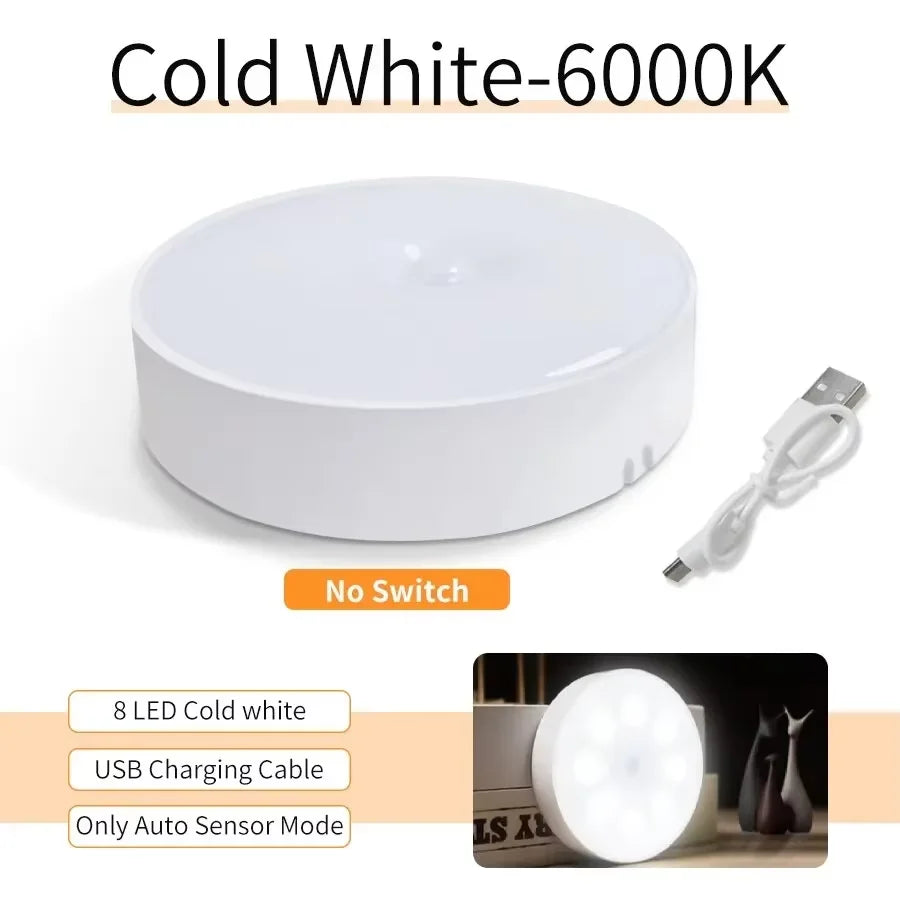 Motion Sensor Light Bedroom Night Light Room Decor USB LED Lamp Rechargeable Home Decoration Lights For Stairs Hallway Closet