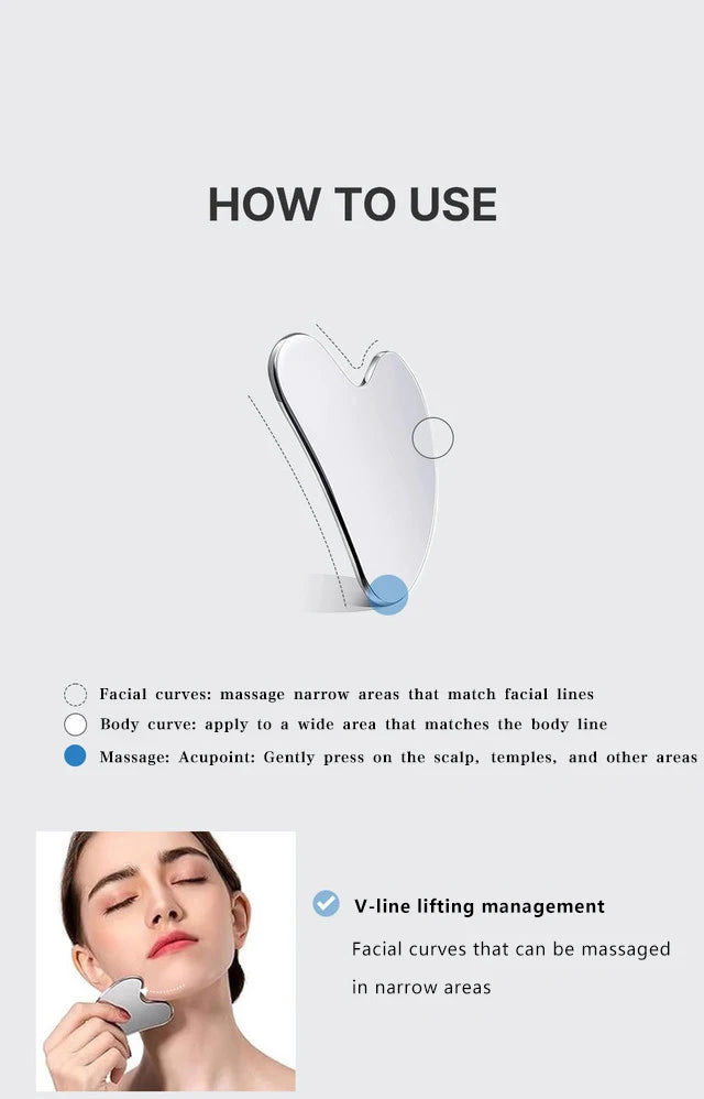 Stainless Steel Gua Sha Facial Massage Tool for Lifting & Sculpting