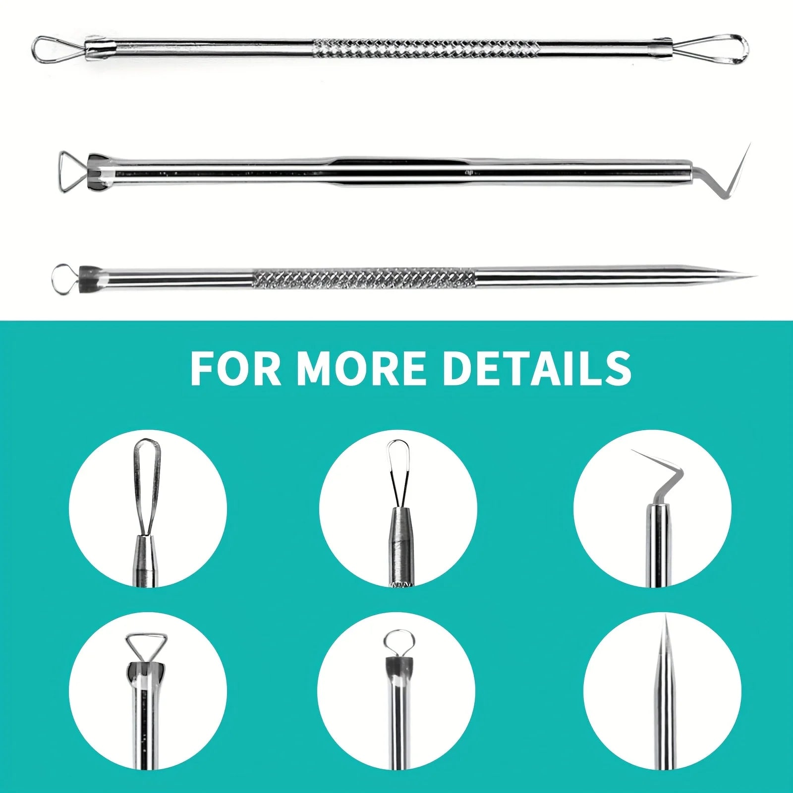 3pcs Pimple Popper Tool, Stainless Steel Pimple Extractor, Blackhead Tweezers, Comedones Extractor Acne Removal Kit for Blemish,