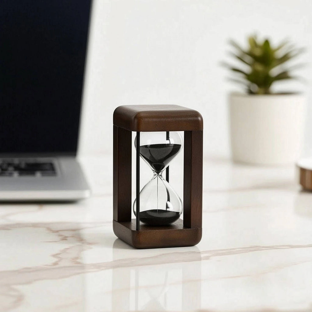 Hourglass with Wooden Frame Decorative Hourglass Timer Sand Glass Classy Large for Desk, Office