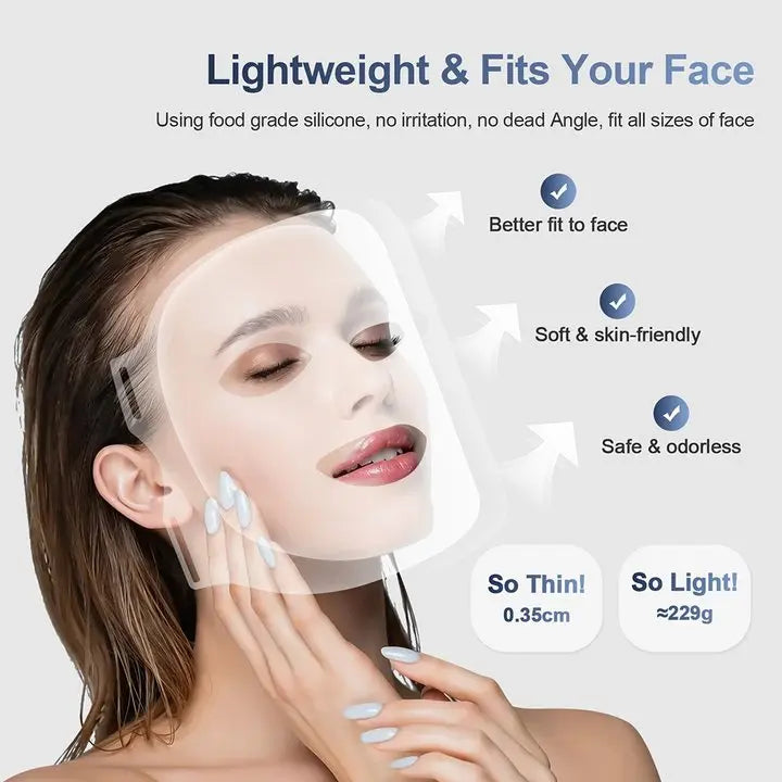 Wireless LED Face Mask with Neck 7 Colors LED Silicone Mask Photon Beauty Mask Skin Tighten Repair Skin Flexible Facial Mask