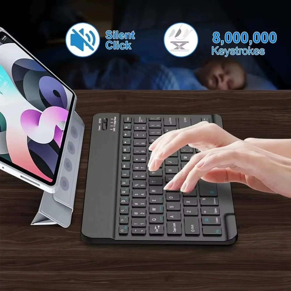 7/10 Inch Bluetooth Wireless Rechargeable Keyboard For iPad Pro Tablet Mobile Phone Laptop Android iOS Windows For Laptop Tablet