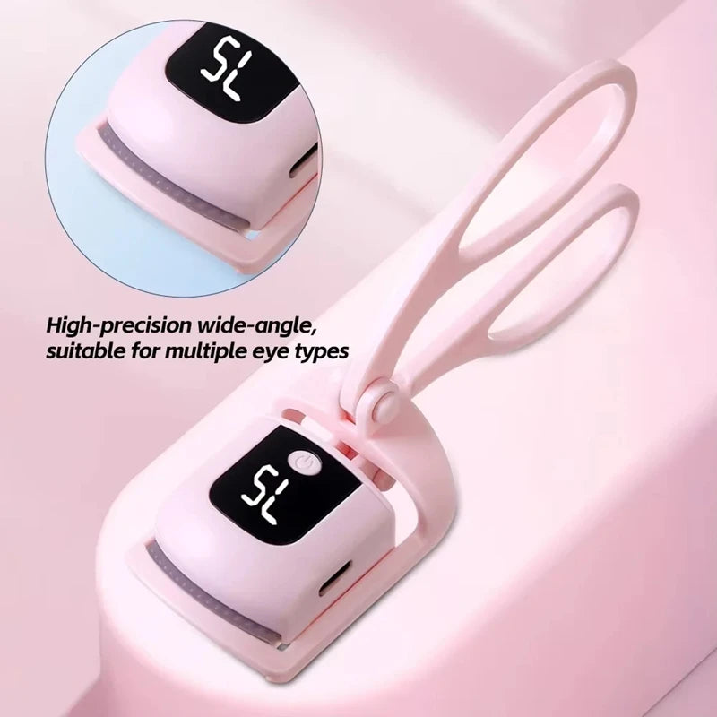 USB Rechargeable Heated Eyelash Curler with LCD Display Portable Makeup Tool Beauty and Health