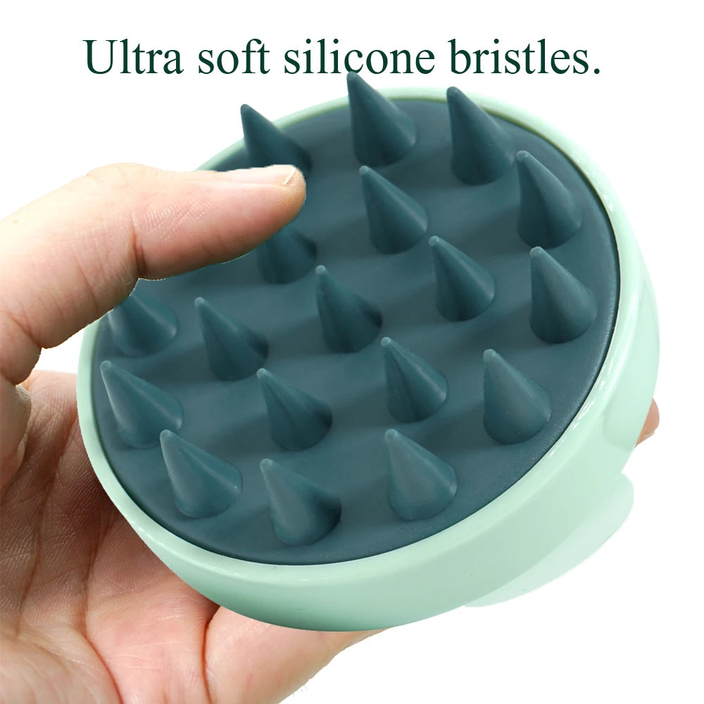 Plastic Silicone Massage Comb Scalp Scrubber Exfoliator Waterproof Soft Silicone Bristles Easy Foaming Head Massage Brush