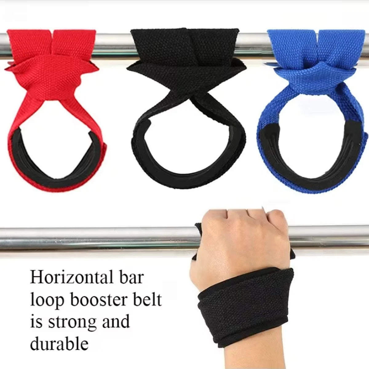 2 Pieces of Horizontal Bar Fitness Assistance Straps, Weightlifting Wrist Straps, Strength Training Adjustable Non-Slip Gym Booster Straps, Fitness Weightlifting Support Sports Grip Straps