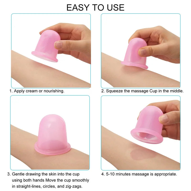 Facial Suction Cups Silicone Vacuum Cupping Massage Jars Anti Cellulite Massage Face Neck Lift Skin Scraping Guasha Anti Wrinkle