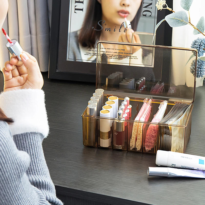 Eyelash Storage Box with Lid Desktop Cosmetics Organization Tool Acrylic Transparent Case Holder Exclusively For Makeup Supplies