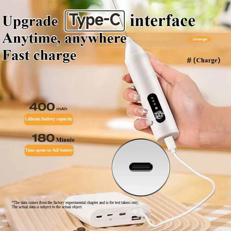 Electric milk frother, handheld egg beater, milk coffee mixer, 3-speed dual stick rechargeable cream frother, food mixer