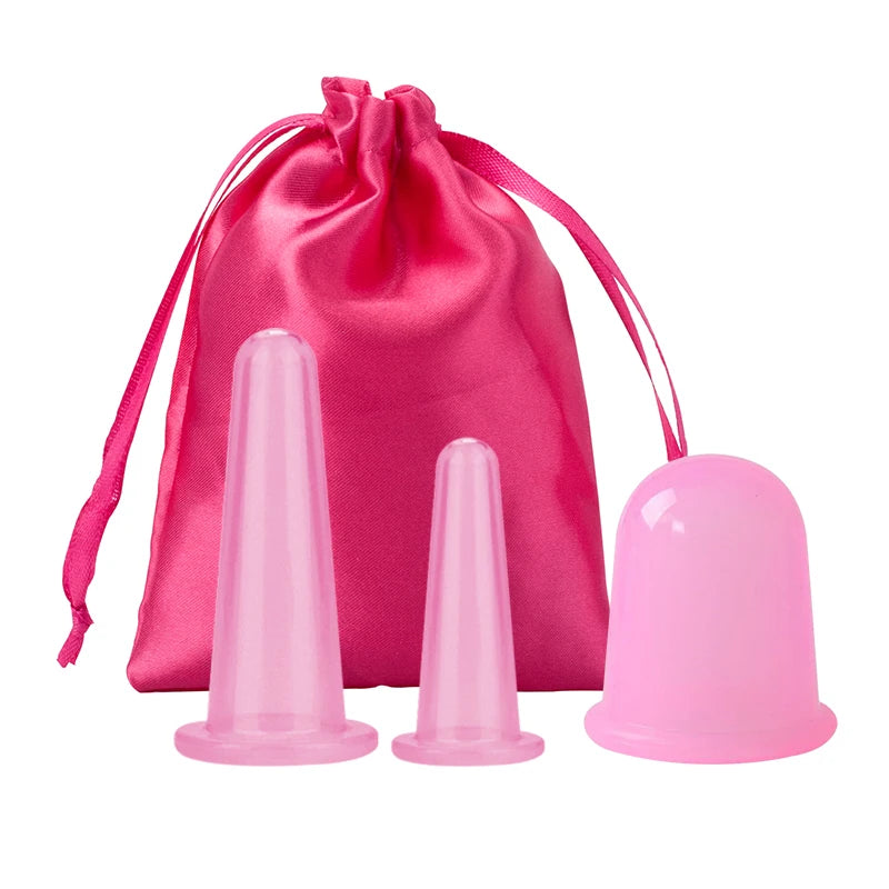 Facial Suction Cups Silicone Vacuum Cupping Massage Jars Anti Cellulite Massage Face Neck Lift Skin Scraping Guasha Anti Wrinkle