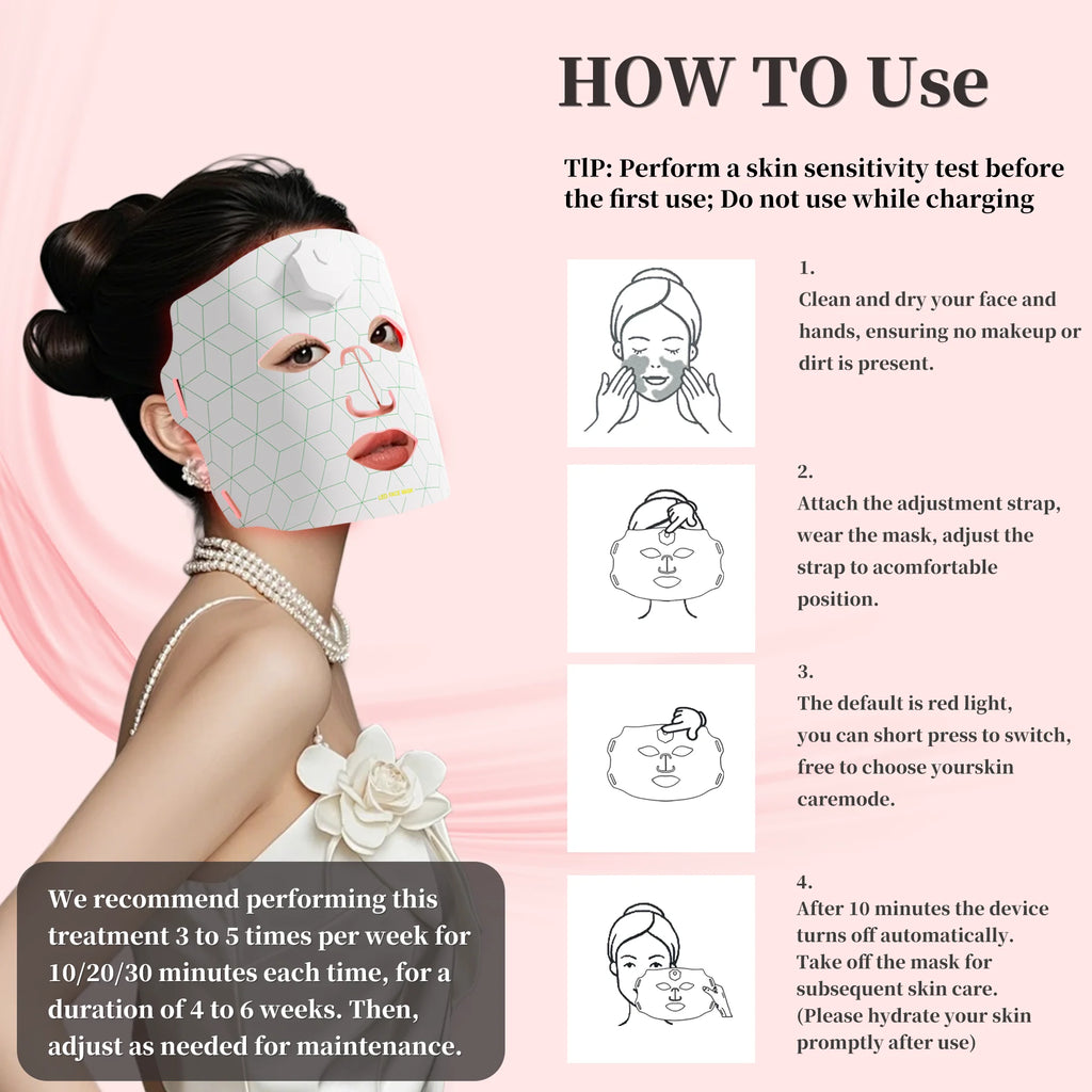 New JVV 7-Color LED Red Light Phototherapy Rejuvenation Mask LED Red Light Infrared Silicone Soft Mask Skin Care Device