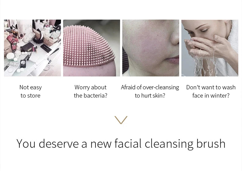 Sonic Electric Face Cleansing Brush Soft Silicone Facial Scrubber Rechargeable Skin Care Device For Deep Pore Clean Massager