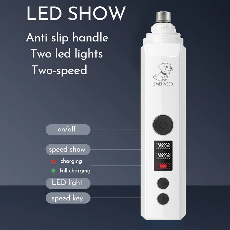 Professional Dog Nail Grinder Electric Pet Nail Trimmer Painless Paws Grooming Machine for Small Medium Large Dog Cats Low Noise