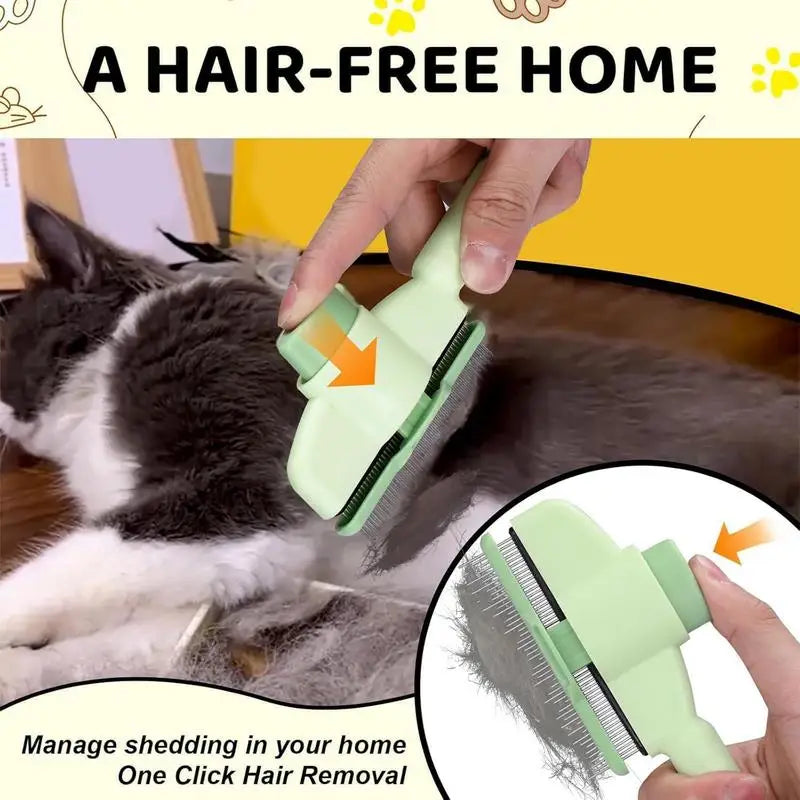 Multifunctional Dog And Cat Slicker Comb Self-Cleaning Hair Removal Brush For Pets Shedding, Grooming Brush To Remove Knots