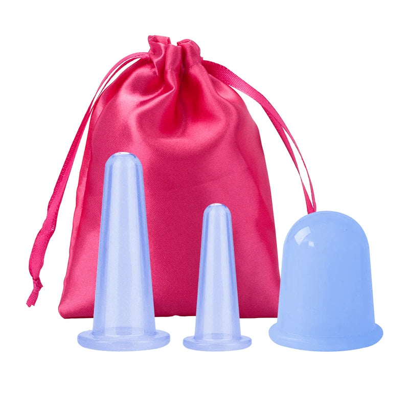 Facial Suction Cups Silicone Vacuum Cupping Massage Jars Anti Cellulite Massage Face Neck Lift Skin Scraping Guasha Anti Wrinkle