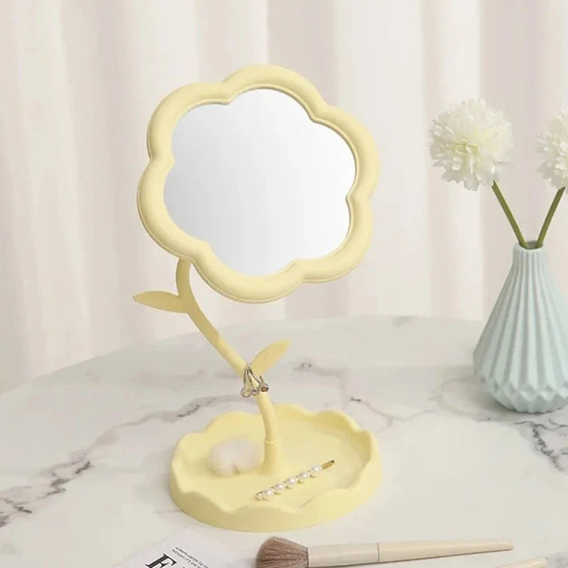 Student Dormitory Desktop Makeup Mirror Special-shaped Dresser Makeup Mirror Girls Flower Mirror Makeup Mirror Desktop Mirror