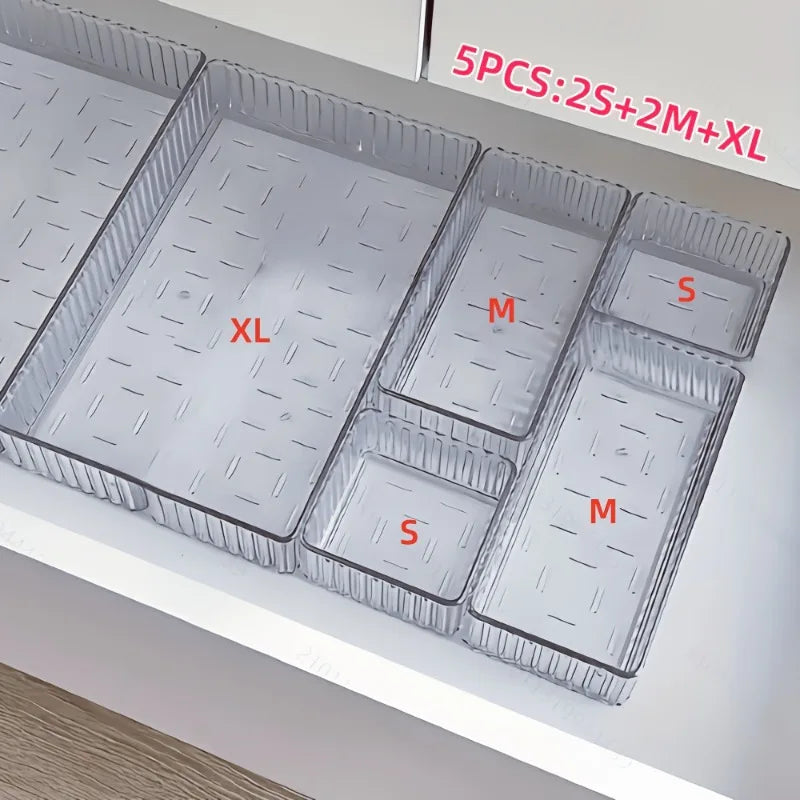 5 PCS Cosmetics Storage Box Built-In Drawer Organize Box the Table Suitable for Beauty Office Stationery Miscellaneous Storage