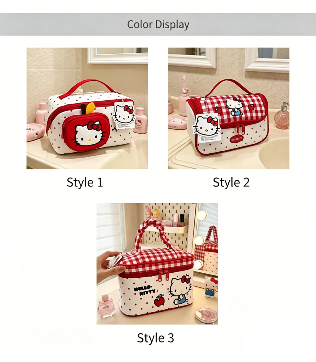 Hello Kitty Cosmetic Bag Large Capacity Travel Makeup Organizer with Handle