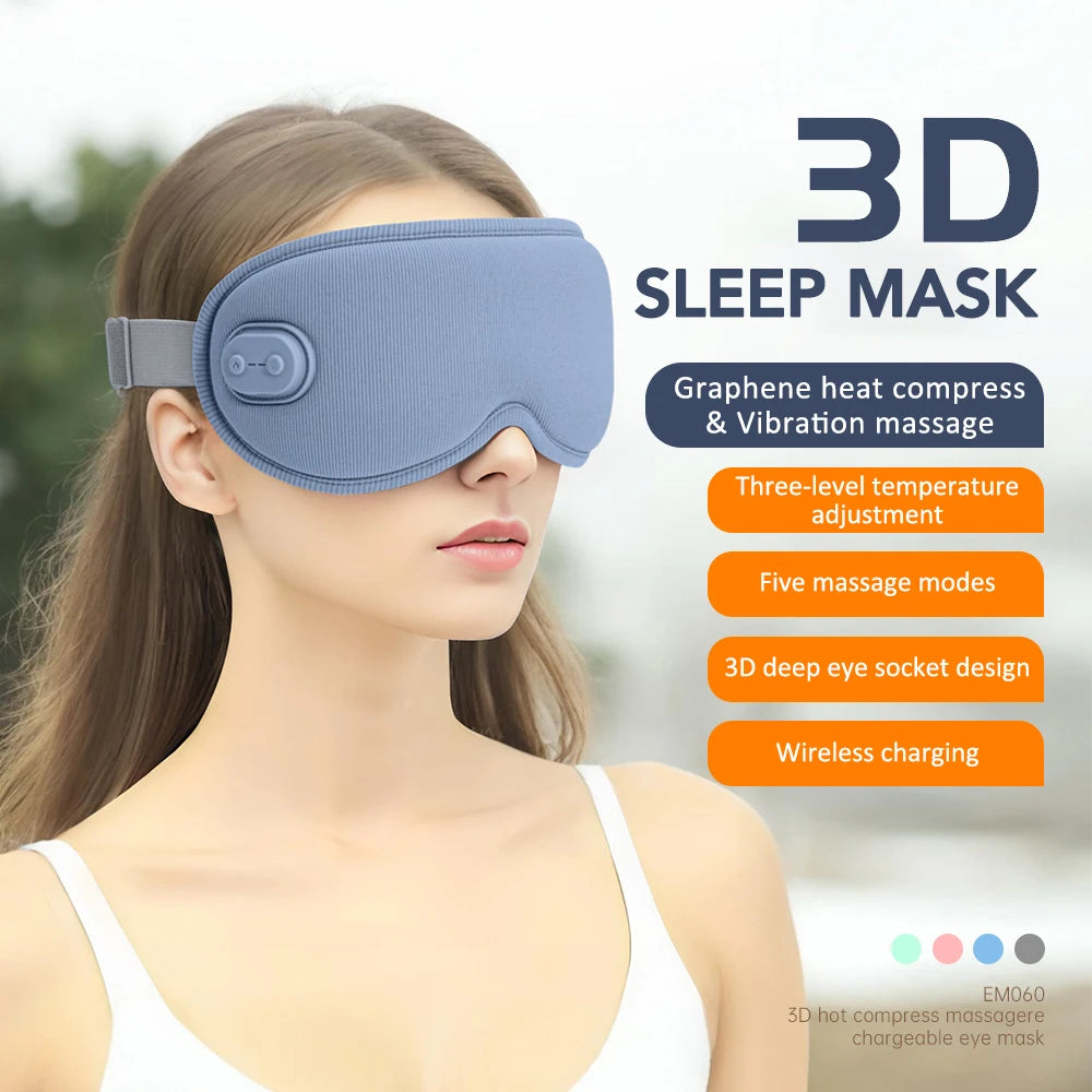 Cordless Heated Eye Mask - 3 Levels Hot Compress, Intelligent Timing Electric Mask for Dry Eyes Relief & Sleeping