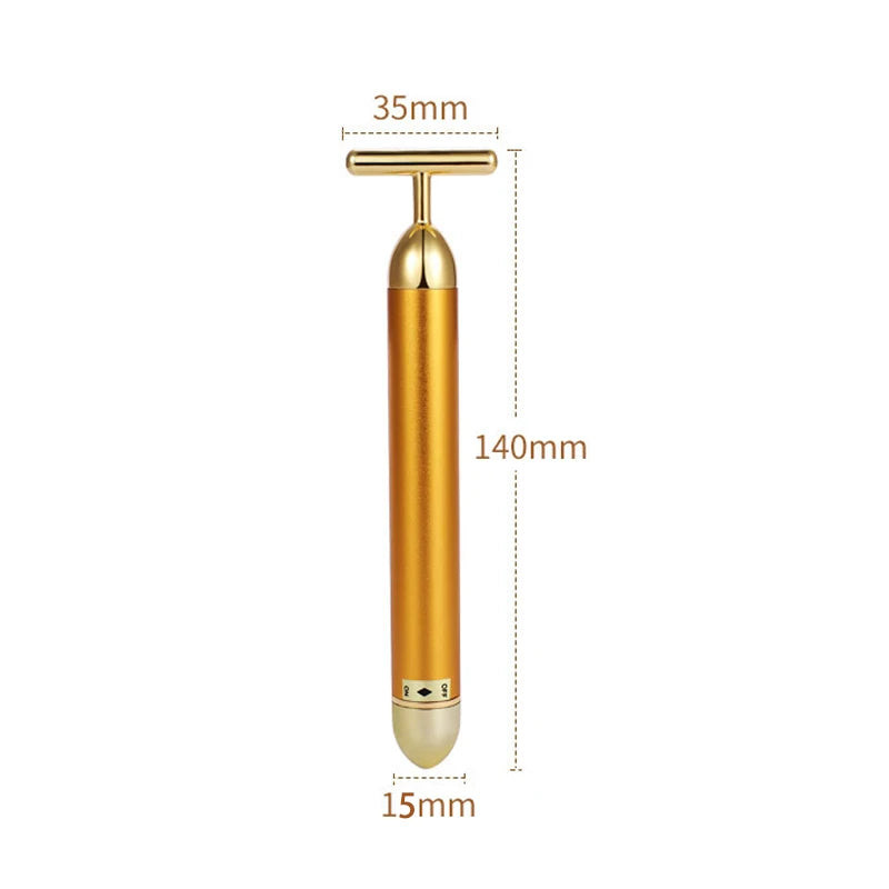Face Lift Bar Roller Vibration Slimming Massager Facial Stick Facial 24k Gold Beauty Skin Care T Shaped Vibrating Tool