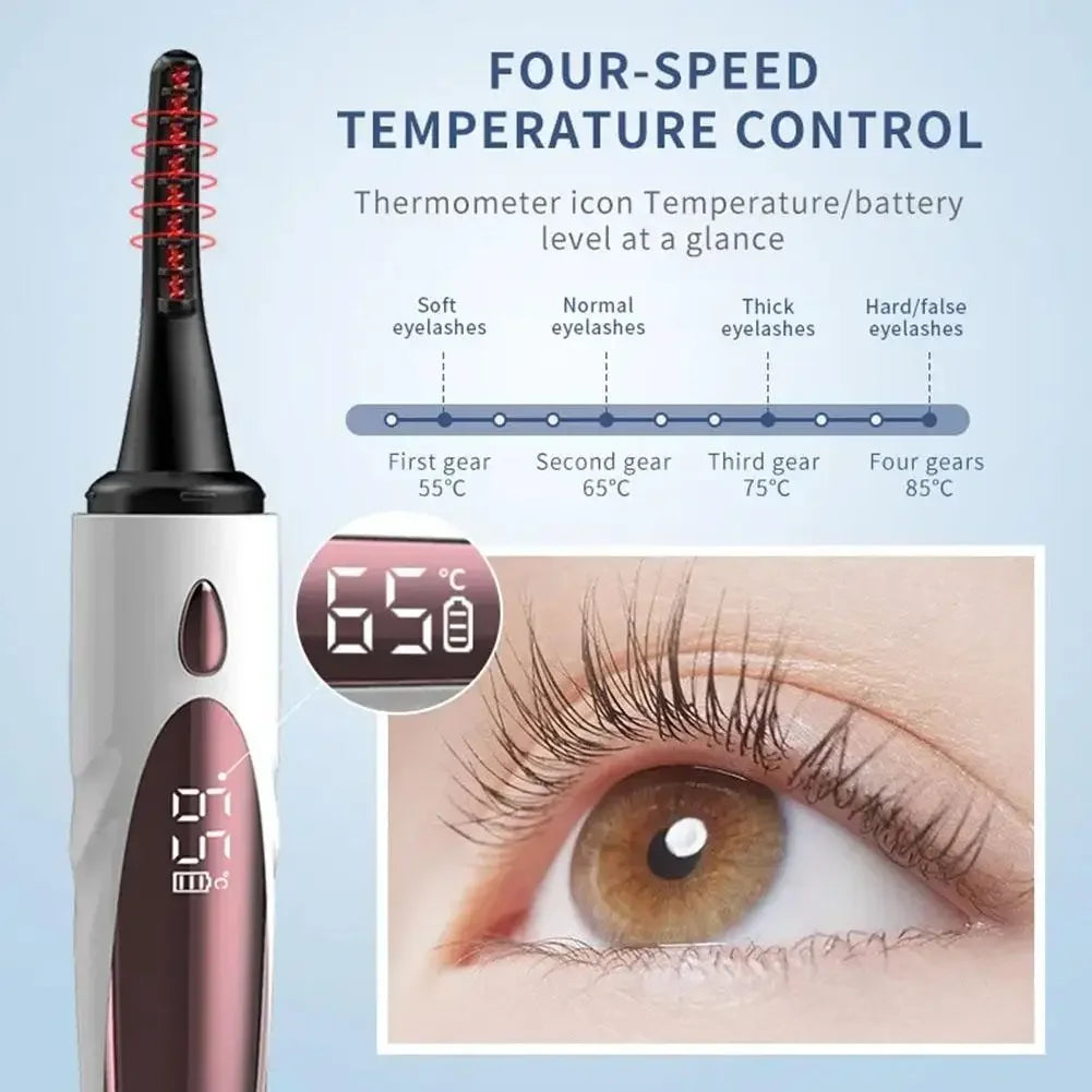 Electric Heated Eyelash Curler USB Rechargeable Eyelashes Curler 4 Mode Quick Heating Natural Curler Long Eyelash Lasting Makeup