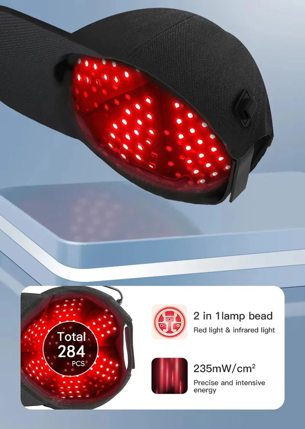 Hair Growth Cap Anti Hair Loss and Growth 142 LED Helmet Hat Hair Regrowth Light Therapy Device Relax Head Treatment Hat Machine