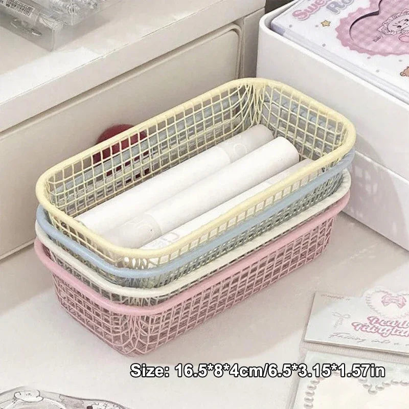 Desktop Storage Basket INS Metal Sundries Organizer Basket Photocard Case Office Stationery Home Supplies Make Up Sorting Holder
