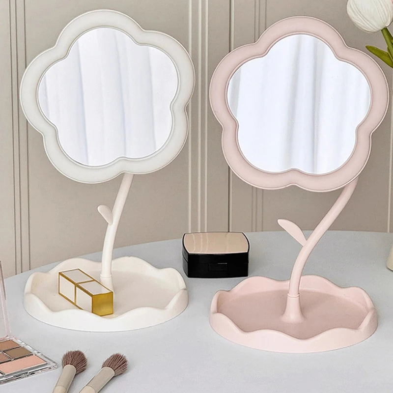 Student Dormitory Desktop Makeup Mirror Special-shaped Dresser Makeup Mirror Girls Flower Mirror Makeup Mirror Desktop Mirror