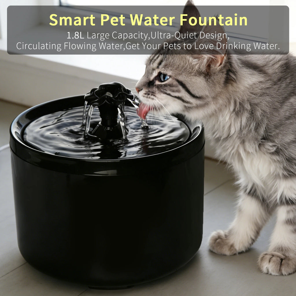 Cat Water Fountain 1.8L Recirculating Pet Water Dispenser USB Electric Silent Cat Drink Bowl Filter Dog Drinking Dispenser
