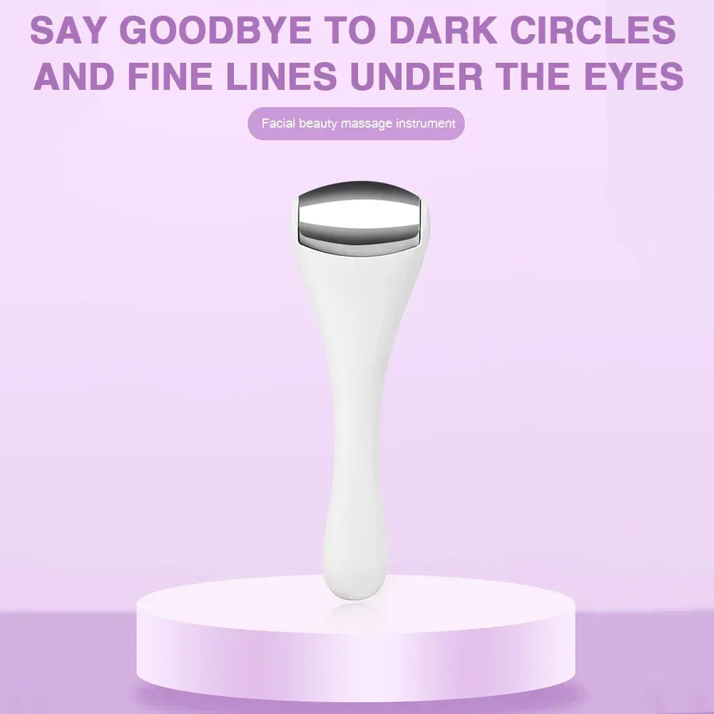 1pcs Facial Metal Ice Roller Stainless Steel White Mini Eye Metal Ice Roller for Mini Eye Puffiness Tighten Skin Care Tool
