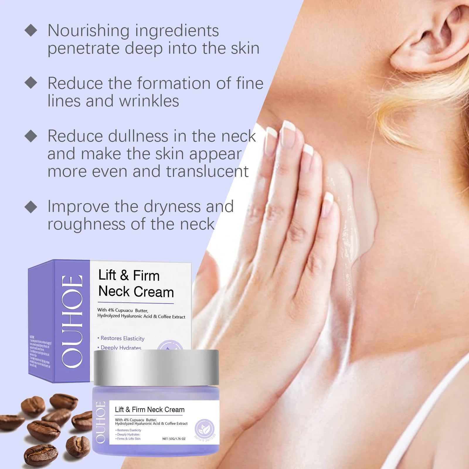 Neck Cream Anti-Aging Firming Lifting For Neck Double Chin Reducer Fine Lines Protein Cream Moisturizer Neck Rejuvenation Cream