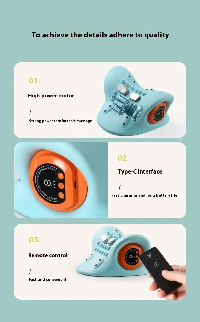 Electric Neck Shoulder Back Massage Pillow Finger Pressure Cervical Massager Home Relax Body Pain Relief Device