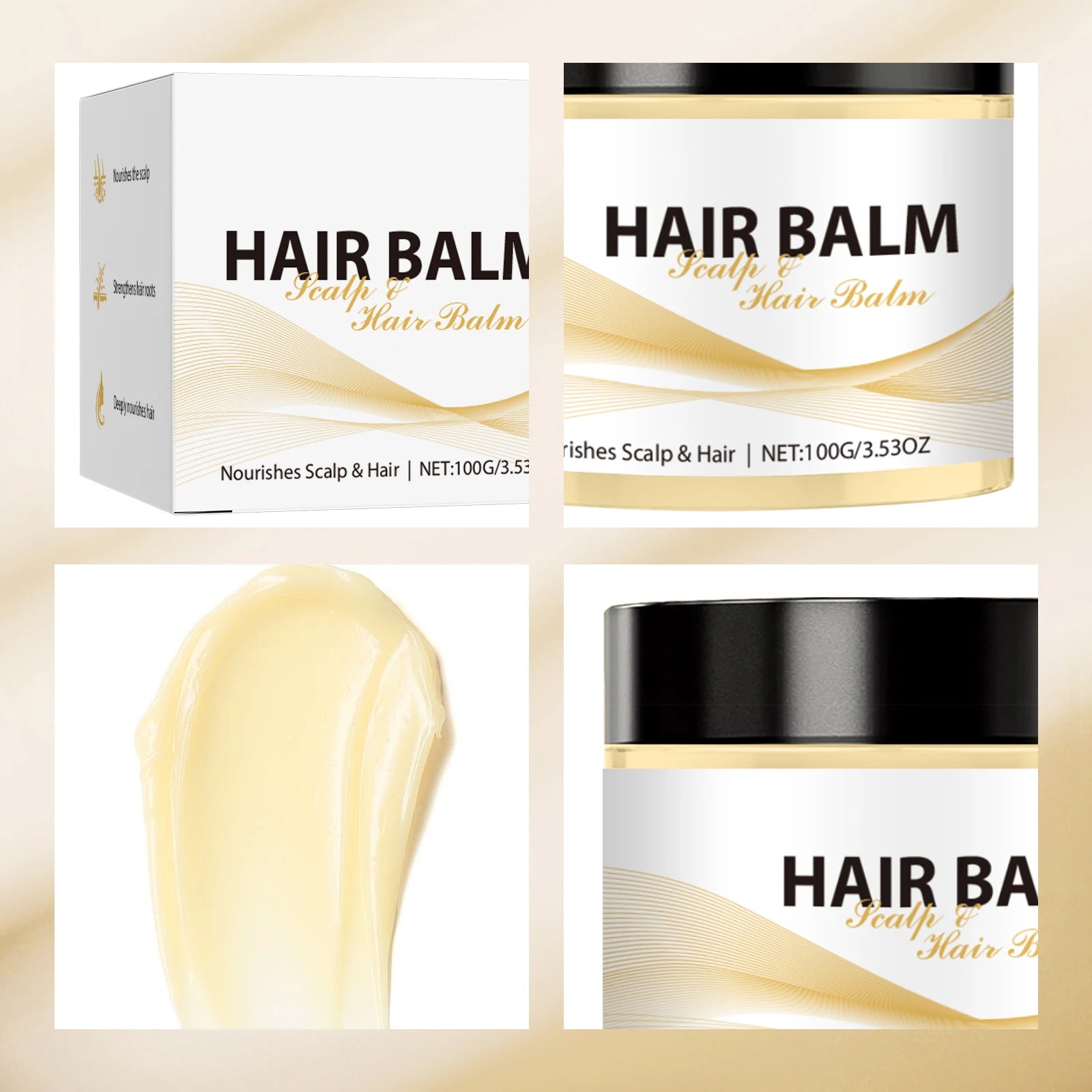 Scalp Hair Balm 100g Nourishes Strengthens Hair Roots Reduces Frizz Repairs Damage Deep Conditioning Care for Smooth Shiny Hair